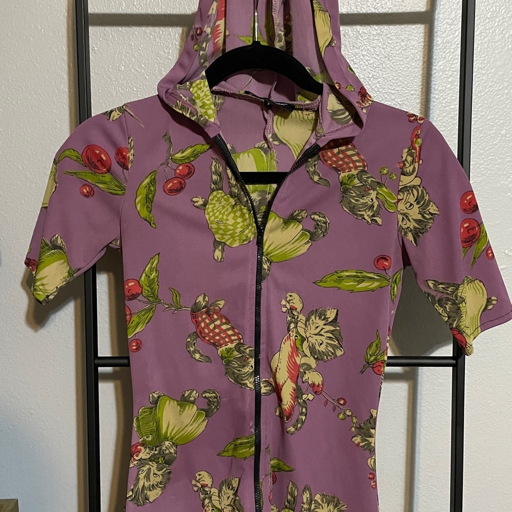 Betsey Johnson vintage purple kitten cherry Jacket